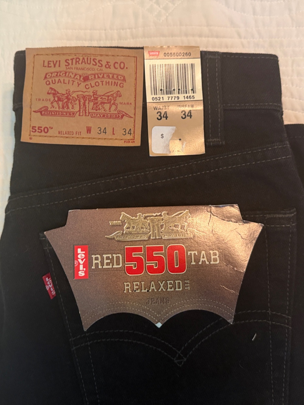 Levi's 550 Relaxed Fit Men's Jeans - Black 34x34 - Picture 2 of 2